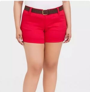 Torrid Size 20 No Belt Sateen Short - Red